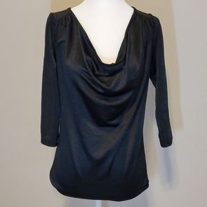 H & M black draped top long sleeve